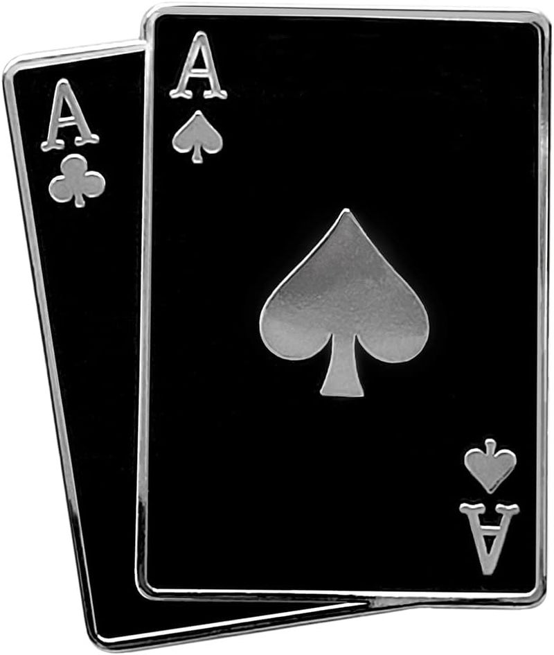 Pinsanity Black Pair of Aces Poker Hand Enamel Lapel Pin - Image 1